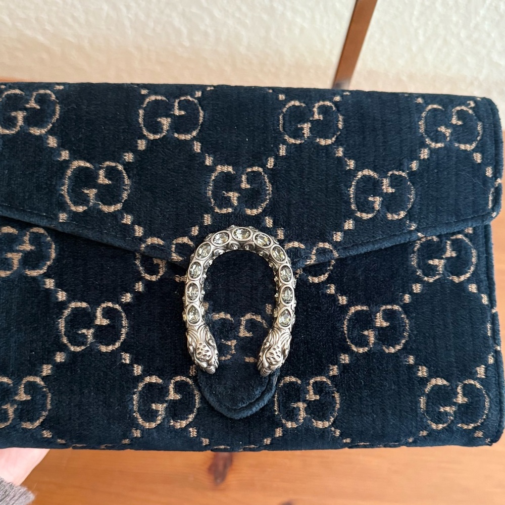 Authentic Gucci GG Navy Blue Velvet Dionysus Shoulder Crossbody wCOA Excellent - Picture 2 of 12